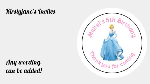 Personalised Christmas Xmas present stickers Cinderella Disney