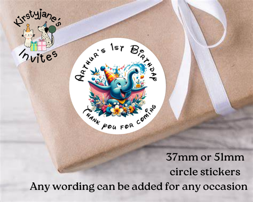 Personalised Christmas Xmas presents stickers Birthday Party Bag Favours Disney Dumbo