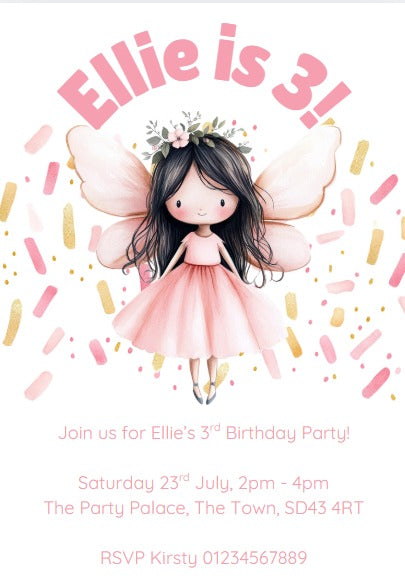 Personalised kids Boys girls birthday party invitations fairy fairies magical flowers