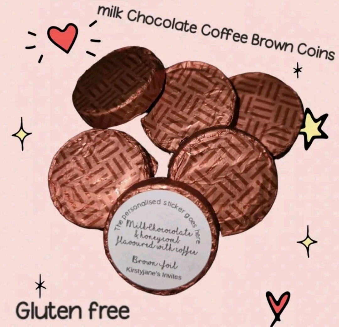Personalised chocolate coins birthday party favours womens adults teenager 13 16 18 21 30 40 50 60 70 80