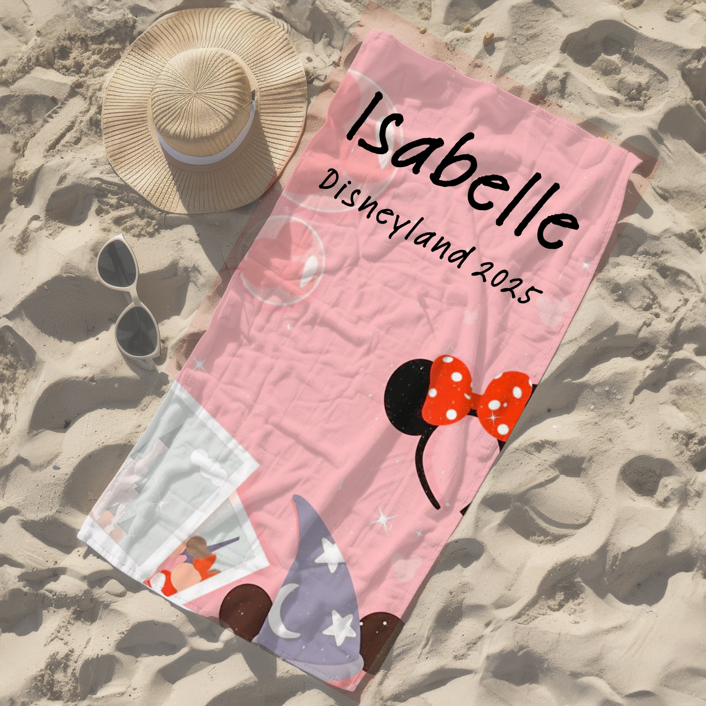 Personalised children's kid's towel women's Disneyland Disneyworld minnie mickey mouse