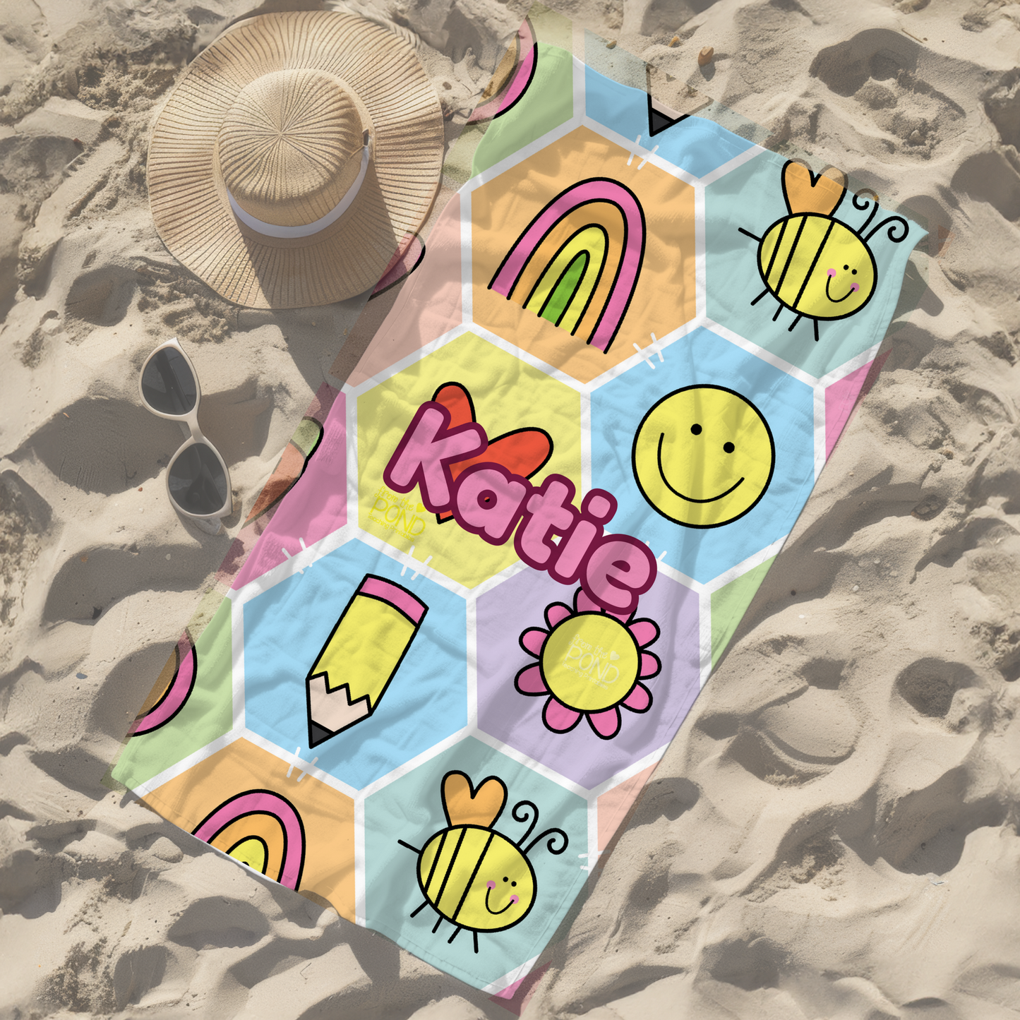 Personalised children's kid's towel summer fun