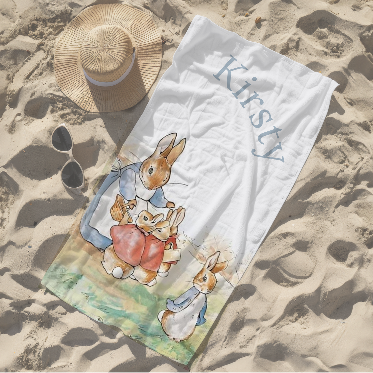 Personalised children's kid's towel baby peter rabbit