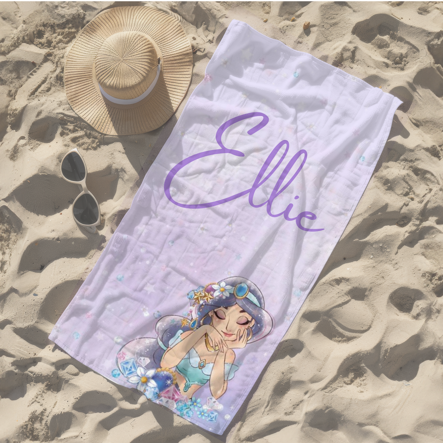 Personalised children's kid's towel Disney princess Jasmine aladdin towel
