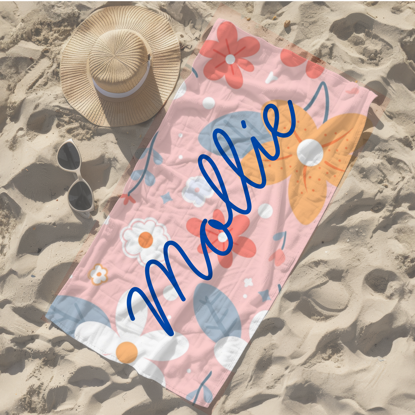 Personalised children's kid's towel women's flowers