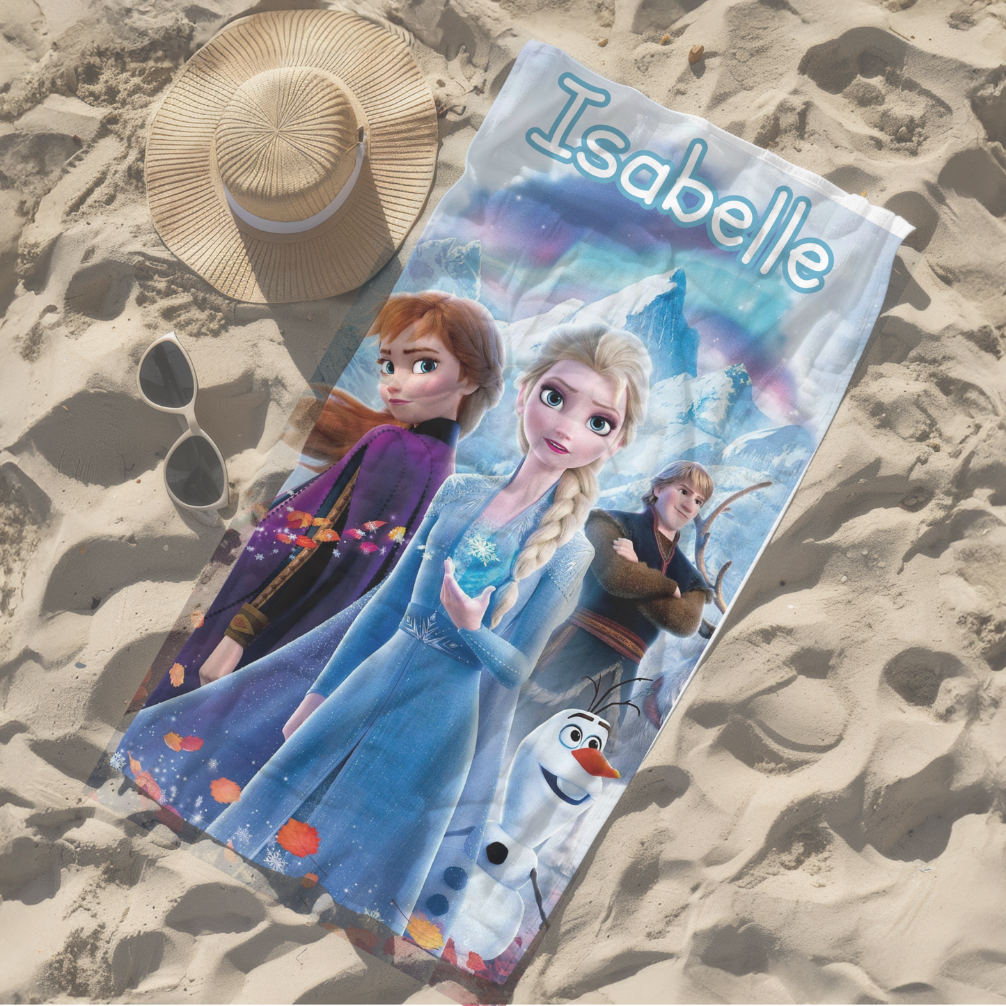 Personalised children's kid's towel disney frozen ana elsa olaf