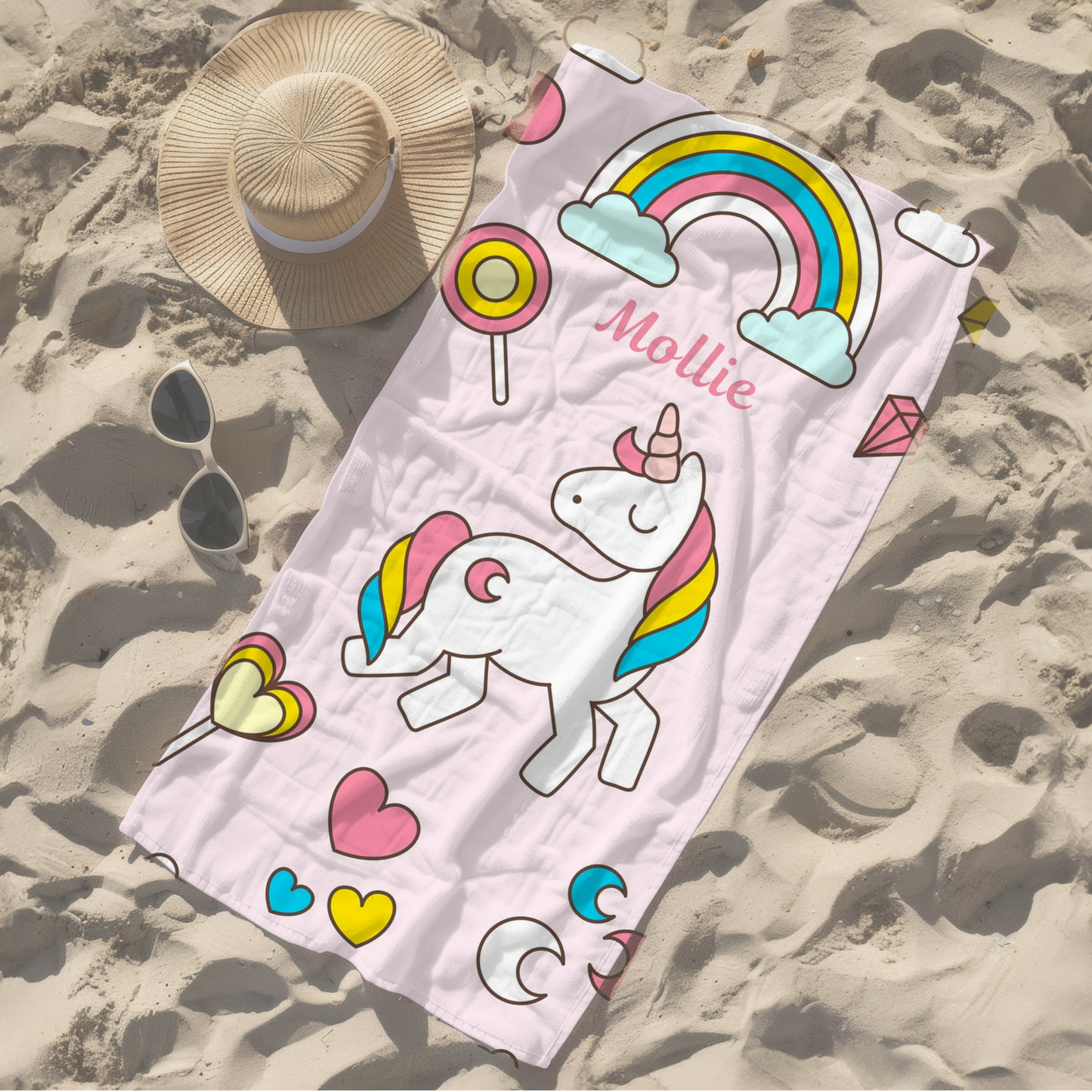 Personalised children's kid's towel unicorn