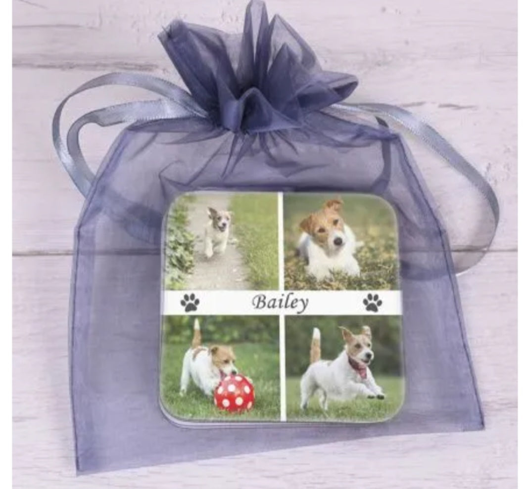 Personalised pet coasters with your own photo x 4