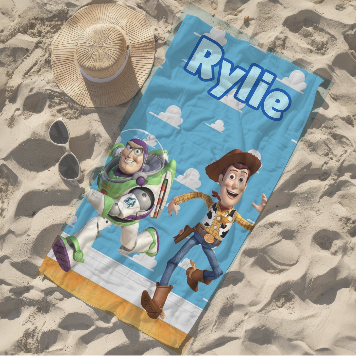 Personalised children's kid's towel Disney toy story woody buzz lightyear