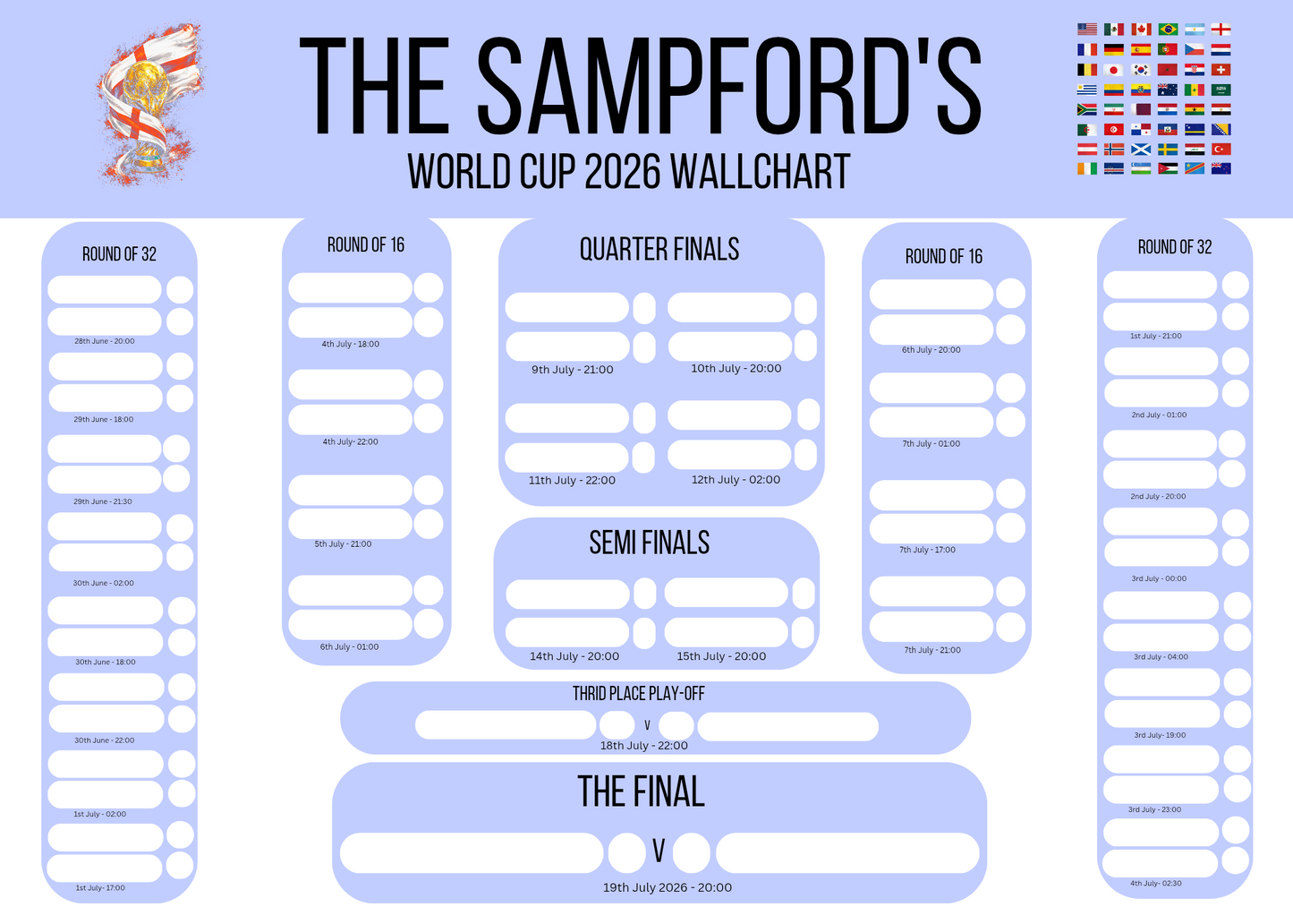 World cup 2026 wall chart planner - pastel