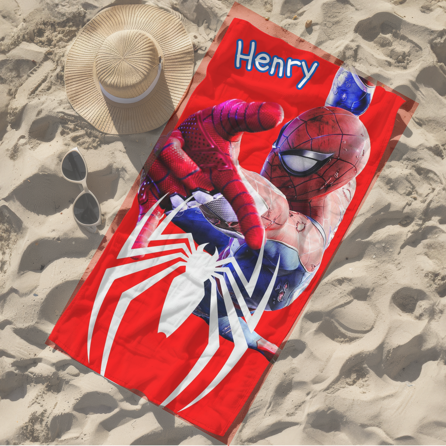 Personalised children's kid's towel spiderman
