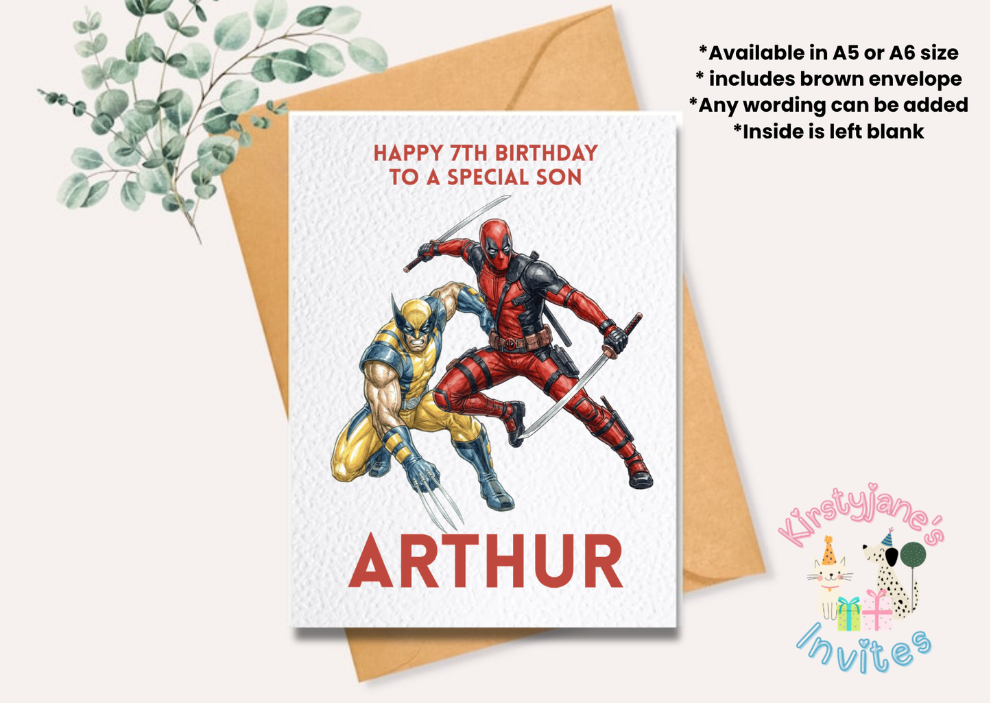 Birthday greetings card disney deadpool wolverine superheroes