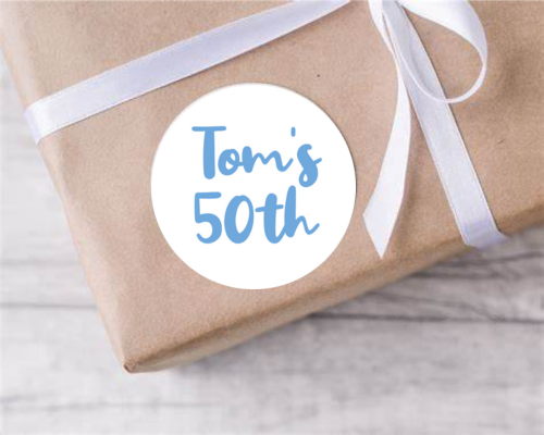 Personalised birthday party blue adult age stickers