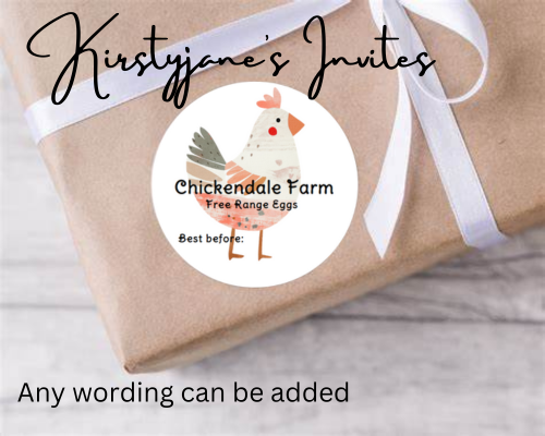 Personalised birthday party chicken egg box stickers
