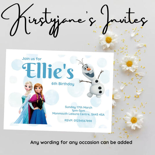 Personalised girls Disney frozen birthday invitations