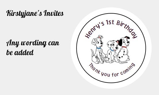 Personalised Christmas Xmas 101 Dalmations present stickers