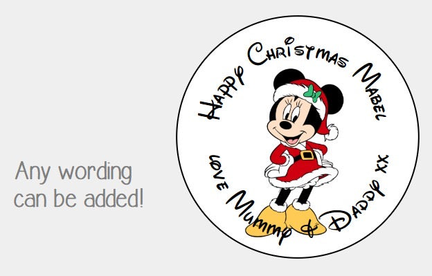 Personalised Christmas Xmas presents stickers Minnie mouse
