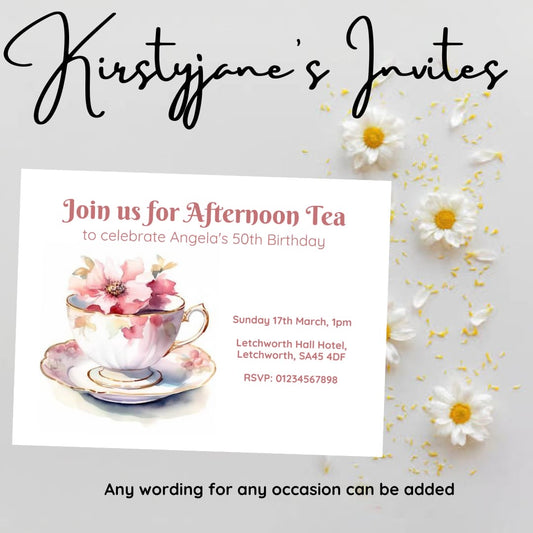 Personalised Womens ladies  afternoon tea invitations