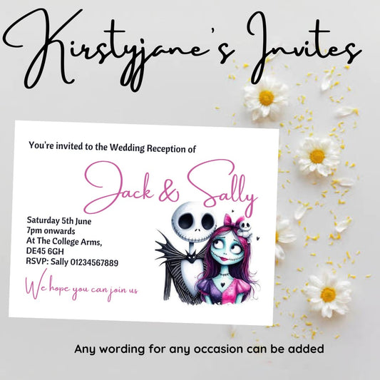 Personalised nightmare before Christmas wedding  invitations