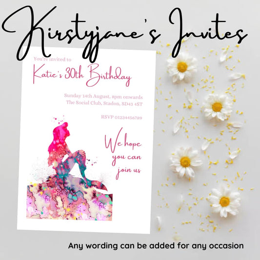 Personalised mermaid  kids  party birthday invitations