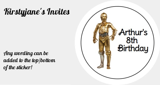 Personalised Christmas Xmas present stickers C3PO Star Wars