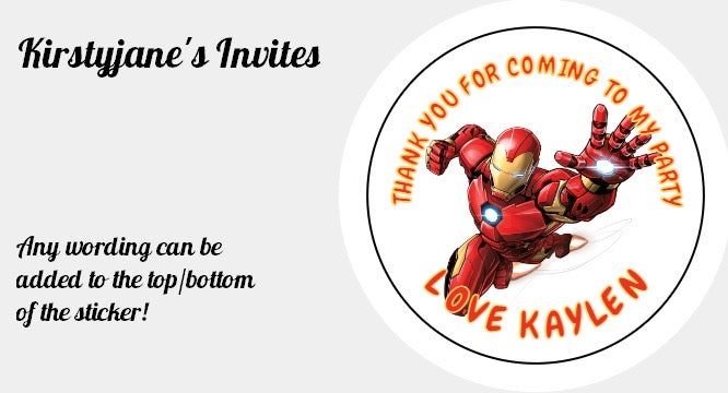 Personalised Christmas Iron Man Xmas present stickers