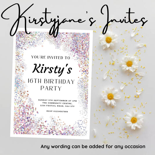 Personalised Adults spots party birthday invitations