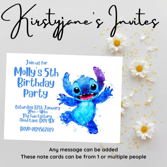 Personalised Stitch party birthday invitations