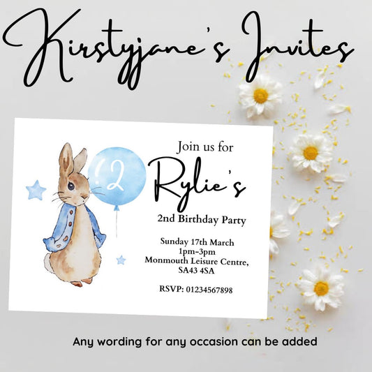 Personalised Peter Rabbit birthday invitations