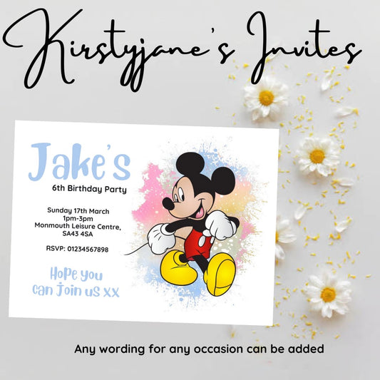 Personalised girls Disney Minnie Mickey birthday invitations
