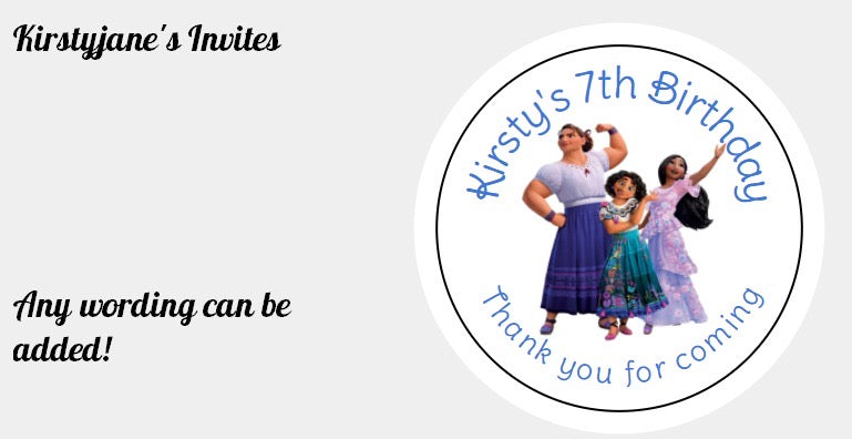 Personalised Christmas Xmas present stickers Encanto