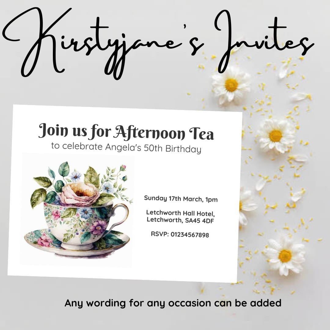 Personalised Womens ladies  afternoon tea invitations