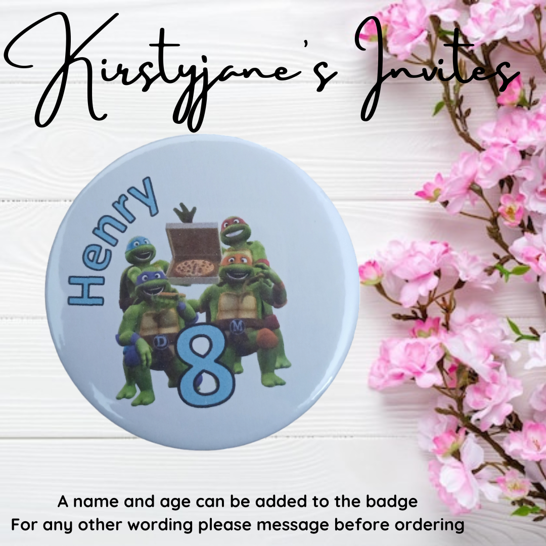 Personalised Teenage Mutant Ninja Turtles Birthday badge