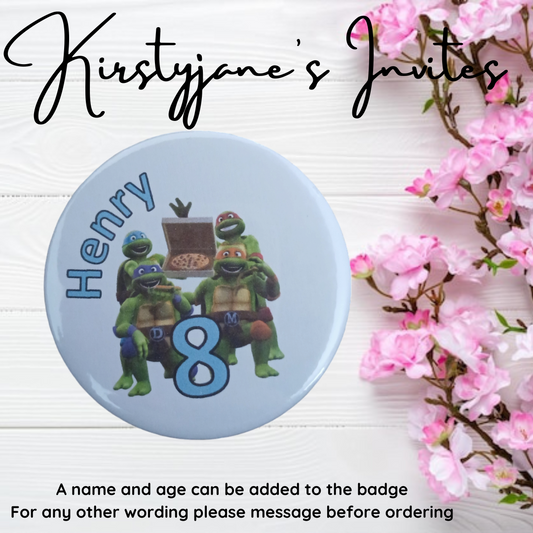 Personalised Teenage Mutant Ninja Turtles Birthday badge