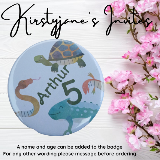 Personalised Reptiles Snake & Lizard Birthday badge