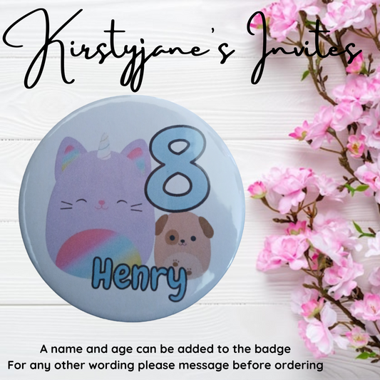 Personalised Squishmallow Birthday badge