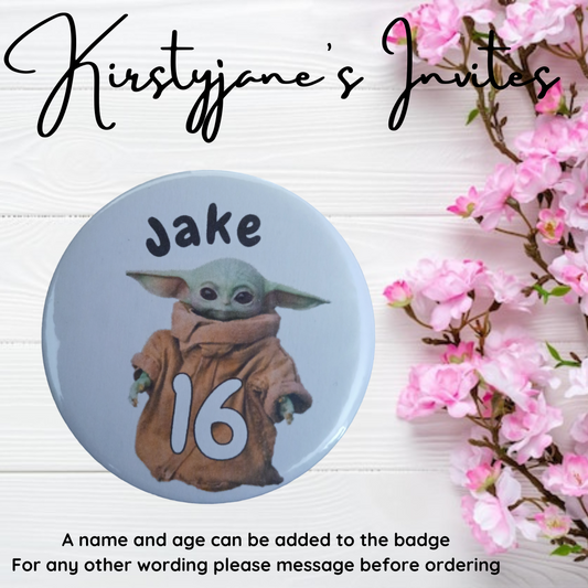 Personalised Star Wars Baby Yoda Birthday badge