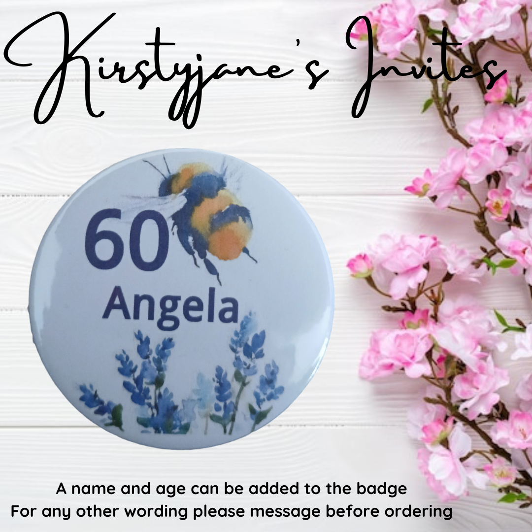 Personalised Adults Bumble Bee Birthday badge