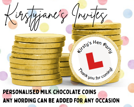 Personalised chocolate coins favours birthday party womens hen party