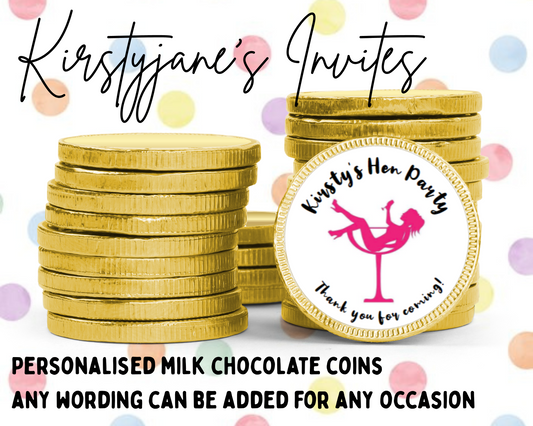 Personalised chocolate coins favours birthday party womens hen night cocktails