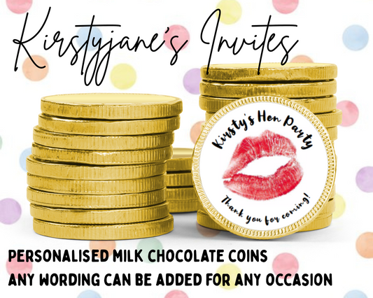 Personalised chocolate coins favours birthday party womens hen night