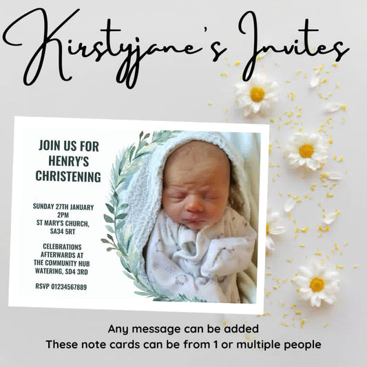 Personalised photo baby’s christening baptism  invitations