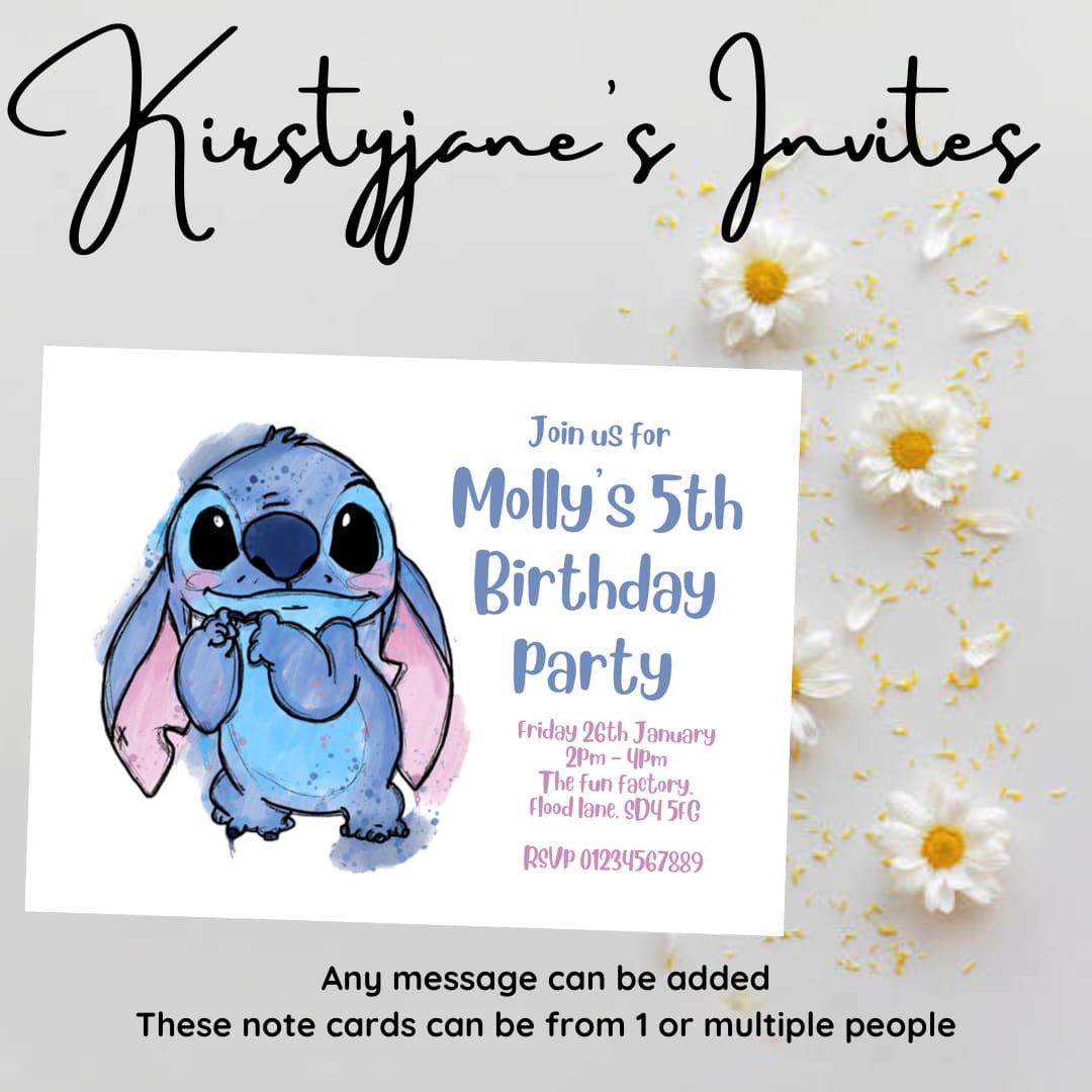 Personalised Stitch party birthday invitations