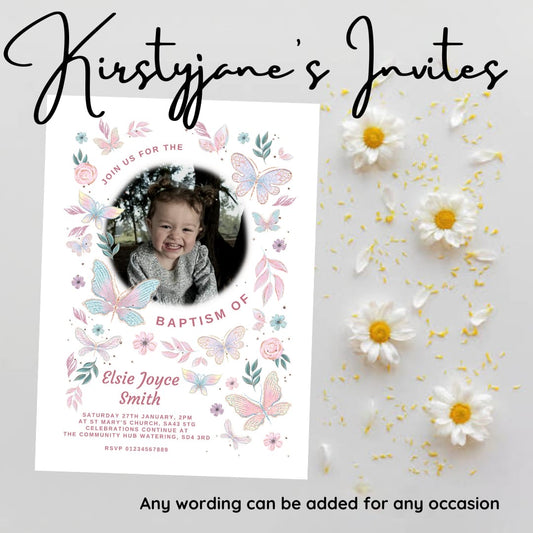 Personalised photo Christening Baptism invitations