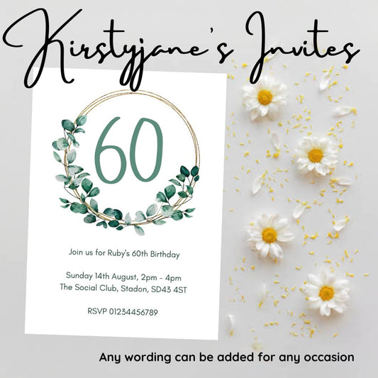 Personalised Age adult birthday invitations