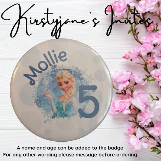 Personalised Disney Frozen Elsa Birthday badge