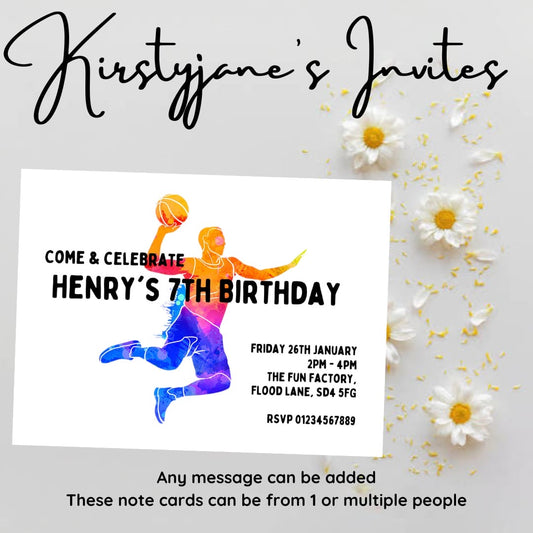 Personalised Basket Ball party birthday invitations