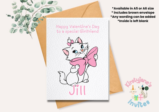 Personalised Valentine's Day greetings card disney aristocats