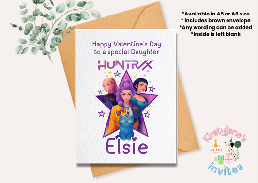 Personalised Valentine's Day greetings card Kpop DEMON HUNTERS huntrix