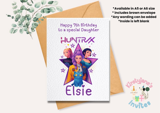 Personalised birthday greetings card Kpop DEMON HUNTERS huntrix